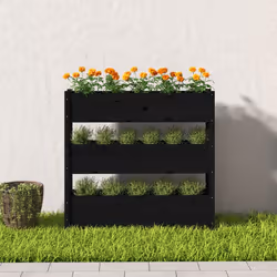 vidaXL Fioriera Nera 112x25x104,5 cm in Legno Massello di Pino - Vista aggiuntiva 3
