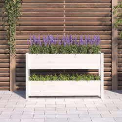 vidaXL Fioriera Bianca 112x25x66 cm in Legno Massello di Pino - Vista aggiuntiva 3