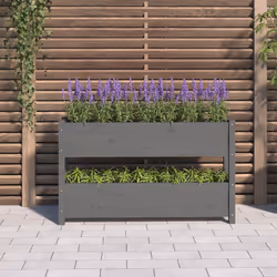 vidaXL Fioriera Grigia 112x25x66 cm in Legno Massello di Pino - Vista aggiuntiva 3