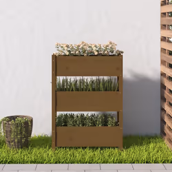 vidaXL Fioriera Marrone Ambra 77x25x104,5 cm in Legno Massello di Pino - Vista aggiuntiva 3