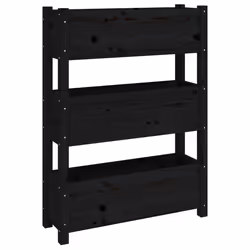 vidaXL Fioriera Nera 77x25x104,5 cm in Legno Massello di Pino - Vista aggiuntiva 2