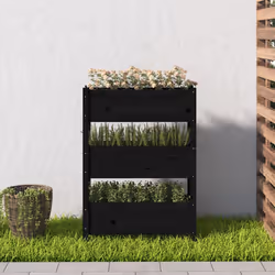 vidaXL Fioriera Nera 77x25x104,5 cm in Legno Massello di Pino - Vista aggiuntiva 3