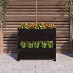 vidaXL Fioriera Nera 77x25x66 cm in Legno Massello di Pino - Vista aggiuntiva 3