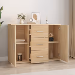 vidaXL Credenza Rovere Sonoma 91x29,5x65 cm in Legno Multistrato - Vista aggiuntiva 3