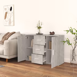vidaXL Credenza Grigio Cemento 91x29,5x65 cm in Legno Multistrato - Vista aggiuntiva 3