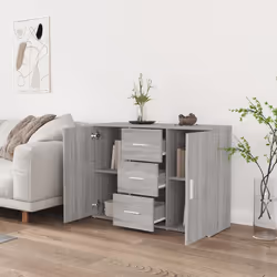 Credenza Grigio Sonoma 91x29,5x65 cm in Legno Multistratocod mxl 104679 - Vista aggiuntiva 3