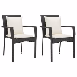 vidaXL Sedie da Giardino con Cuscini 2 pz in Polyrattan Nere - Vista aggiuntiva 2