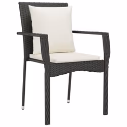 vidaXL Sedie da Giardino con Cuscini 2 pz in Polyrattan Nere - Vista aggiuntiva 3