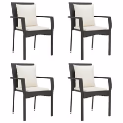 vidaXL Sedie da Giardino con Cuscini 4 pz in Polyrattan Nere - Vista aggiuntiva 2