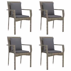 vidaXL Sedie da Giardino con Cuscini 4 pz in Polyrattan Grigie - Vista aggiuntiva 2