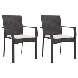vidaXL Sedie da Giardino con Cuscini 2 pz in Polyrattan Nere - Vista aggiuntiva 2