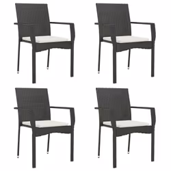 vidaXL Sedie da Giardino con Cuscini 4 pz in Polyrattan Nere - Vista aggiuntiva 2
