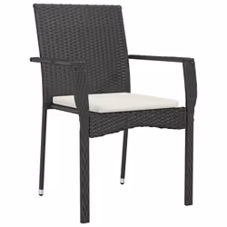 vidaXL Sedie da Giardino con Cuscini 4 pz in Polyrattan Nere - Vista aggiuntiva 3