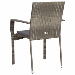 VidaXL 319884 sedia da esterno Terrazzo Seduta imbottita Rattan sintetico, Acciaio Grigio - Vista aggiuntiva 7