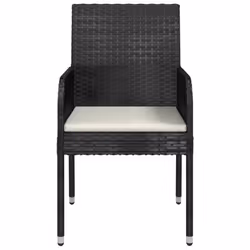 VidaXL 319887 sedia da esterno Terrazzo Seduta imbottita Rattan sintetico, Acciaio Nero, Crema, Bianco - Vista aggiuntiva 5