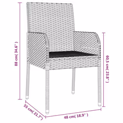 VidaXL 319888 sedia da esterno Terrazzo Seduta imbottita Rattan sintetico, Acciaio Grigio - Vista aggiuntiva 8