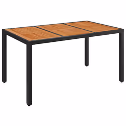 vidaXL Tavolo da Giardino Piano in Legno Nero 150x90x75 cm Polyrattan - Vista aggiuntiva 2