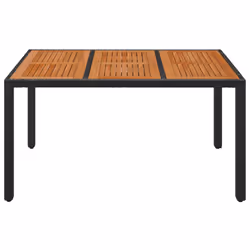 vidaXL Tavolo da Giardino Piano in Legno Nero 150x90x75 cm Polyrattan - Vista aggiuntiva 3
