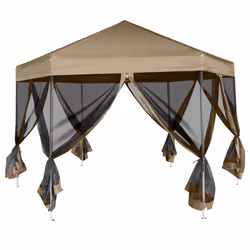 Tendone Esagono Pop-Up Pareti Laterali 3,6x3,1m Tortora 220g/m²cod mxl 73430 - Vista aggiuntiva 3