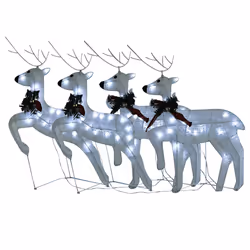 vidaXL Renne di Natale 4 pz Bianche 80 LED - Vista aggiuntiva 2