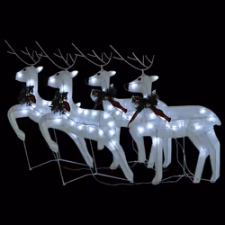 vidaXL Renne di Natale 4 pz Bianche 80 LED - Vista aggiuntiva 3