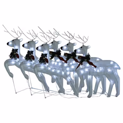 vidaXL Renne di Natale 6 pz Bianche 120 LED - Vista aggiuntiva 2