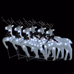 vidaXL Renne di Natale 6 pz Bianche 120 LED - Vista aggiuntiva 3