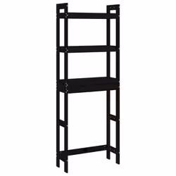 vidaXL Rastrelliera da Bagno Nera 63x26x171 cm Legno Massello Pino - Vista aggiuntiva 2