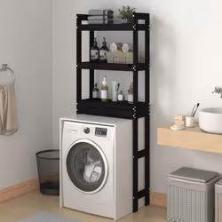 vidaXL Rastrelliera da Bagno Nera 63x26x171 cm Legno Massello Pino - Vista aggiuntiva 3