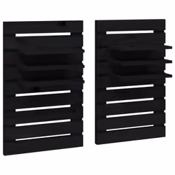 vidaXL Mensole da Letto a Parete 2 pz Nero Legno Massello di Pino - Vista aggiuntiva 2
