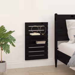 vidaXL Mensole da Letto a Parete 2 pz Nero Legno Massello di Pino - Vista aggiuntiva 3