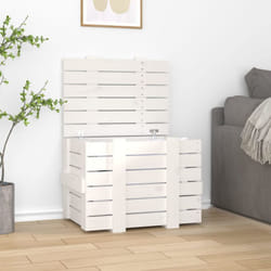 Vidaxl - Contenitore Portaoggetti Bianco 58x40,5x42 cm Massello di Pino 9491