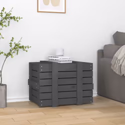 vidaXL Contenitore Portaoggetti Grigio 58x40,5x42 cm Massello di Pino - Vista aggiuntiva 3