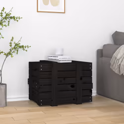 vidaXL Contenitore Portaoggetti Nero 58x40,5x42 cm Legno Massello Pino - Vista aggiuntiva 3