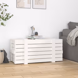 vidaXL Contenitore Portaoggetti Bianco 91x40,5x42 cm Massello di Pino - Vista aggiuntiva 3