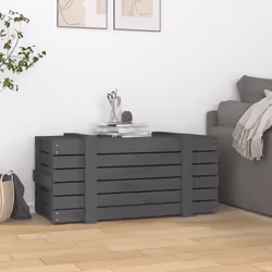 vidaXL Contenitore Portaoggetti Grigio 91x40,5x42 cm Massello di Pino - Vista aggiuntiva 3
