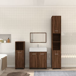 Set Mobili da Bagno 4 pz Rovere Marrone in Legno Multistrato Vidaxl 9746