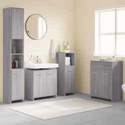 Questo set di mobili da bagno da 4 pezzi, caratterizzato da un ampio spazio di conservazione, è un'aggiunta chic e senza temp ...