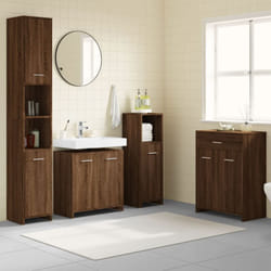 Set Mobili da Bagno 4 pz Rovere Marrone in Legno Multistrato Vidaxl 879326