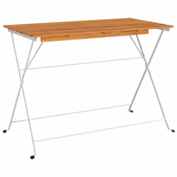 vidaXL Tavolo Bistrò Pieghevole 100x54x71 cm Massello Acacia e Acciaio - Vista aggiuntiva 2