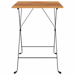vidaXL Tavolo Bistrò Pieghevole 55x54x71cm Legno Massello Teak Acciaio - Vista aggiuntiva 3
