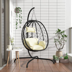 Vidaxl - Sedia Uovo Sospesa con Cuscino Bianco Crema Polyrattan Acciaio