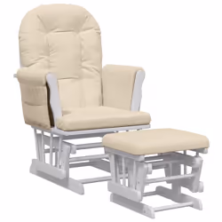 vidaXL Poltrona Glider con Sgabello Bianco Crema in Tessuto - Vista aggiuntiva 2
