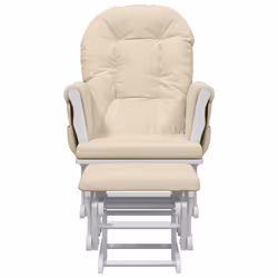 vidaXL Poltrona Glider con Sgabello Bianco Crema in Tessuto - Vista aggiuntiva 3