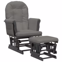 vidaXL Poltrona Glider con Sgabello Grigio Scuro in Tessuto - Vista aggiuntiva 2