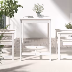 Tavolo da Giardino Bianco 82,5x82,5x110cm Legno Massello Pinocod mxl 82008 - Vista aggiuntiva 3