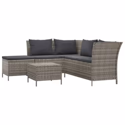 vidaXL Set Divani da Giardino 4 pz con Cuscini in Polyrattan Grigio - Vista aggiuntiva 2