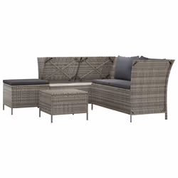 vidaXL Set Divani da Giardino 4 pz con Cuscini in Polyrattan Grigio - Vista aggiuntiva 3