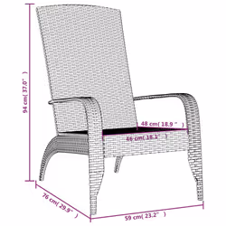 VidaXL 319695 sedia da esterno Terrazzo Seduta imbottita Rattan sintetico, Acciaio Grigio - Vista aggiuntiva 7