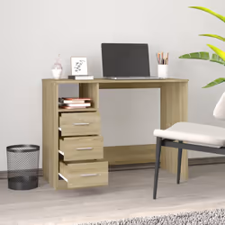 vidaXL Scrivania Cassetti Rovere Sonoma 102x50x76 cm Legno Multistrato - Vista aggiuntiva 3